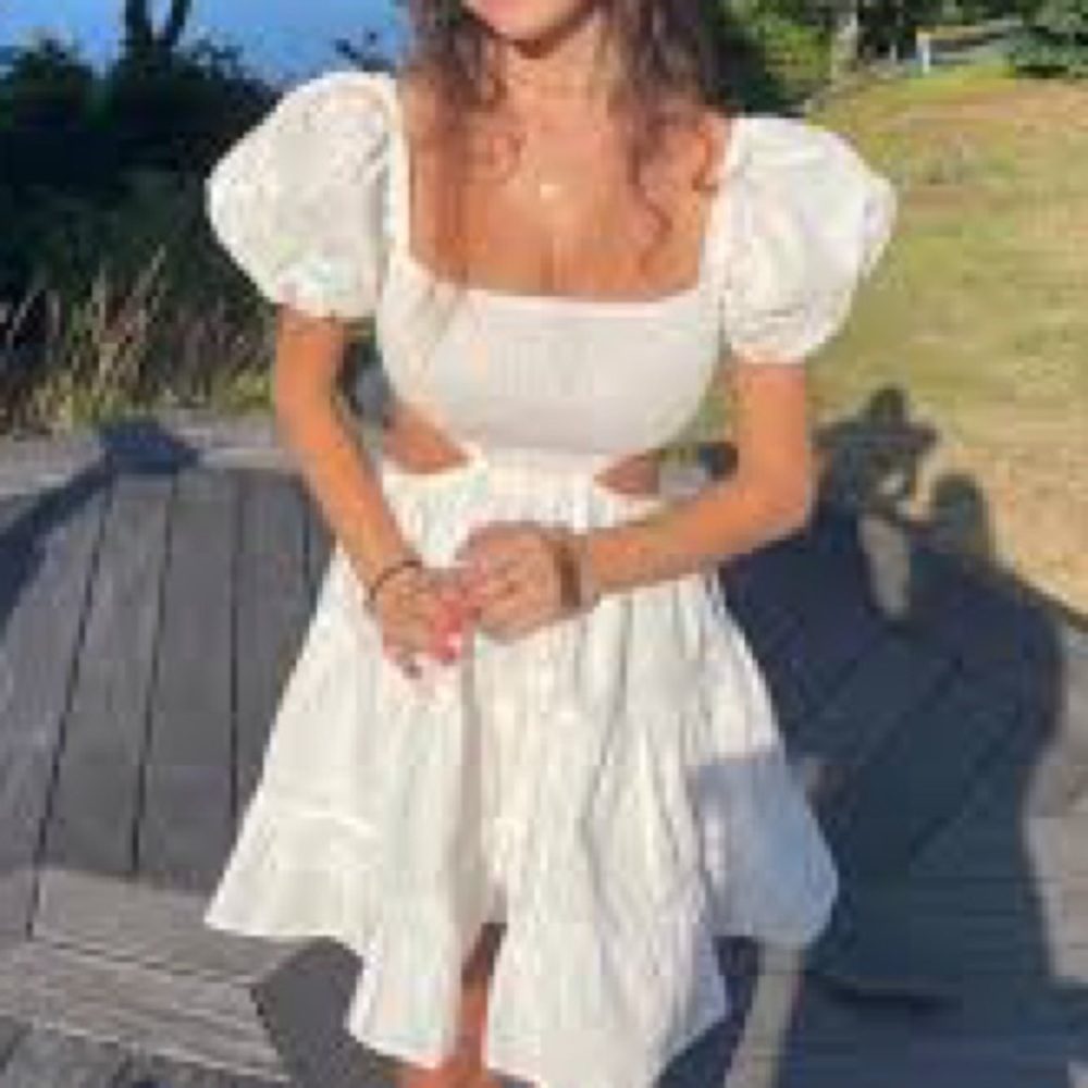 SABO‎ Cream Ivory Puff Sleeve Mini Dress XS Sun Sundress Boho Country Concert
